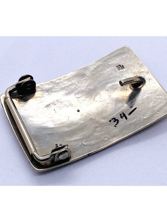 Southwest Signed Sterling Silver Turquoise Shell Inlay Buckle main image 9